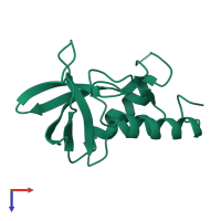 PDB entry 1snq coloured by chain, top view.