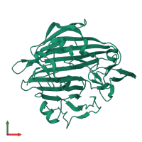 Galactose mutarotase in PDB entry 1snz, assembly 1, front view.