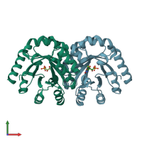 PDB entry 1so6 coloured by chain, front view.