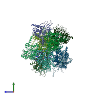 PDB entry 1soj coloured by chain, side view.