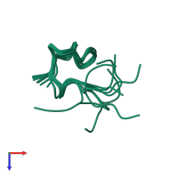 PDB entry 1sop coloured by chain, ensemble of 10 models, top view.