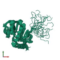 PDB entry 1sou coloured by chain, ensemble of 20 models, front view.