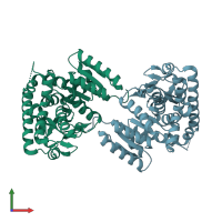 PDB entry 1sov coloured by chain, front view.