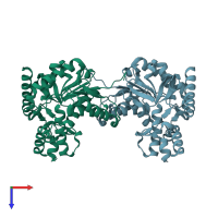PDB entry 1sov coloured by chain, top view.