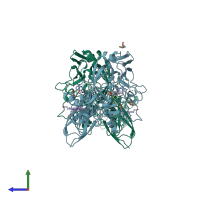 PDB entry 1sox coloured by chain, side view.