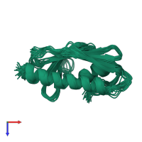 PDB entry 1soy coloured by chain, ensemble of 20 models, top view.