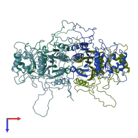 PDB entry 1spi coloured by chain, top view.