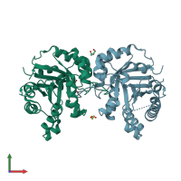 PDB entry 1spq coloured by chain, front view.