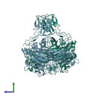 PDB entry 1spu coloured by chain, side view.