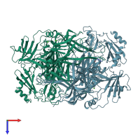 PDB entry 1spu coloured by chain, top view.