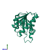PDB 1spv coloured by chain and viewed from the side.