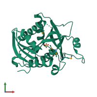 PDB entry 1sq6 coloured by chain, front view.