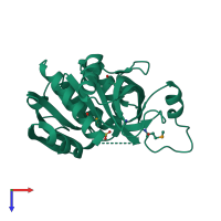 PDB entry 1sq6 coloured by chain, top view.