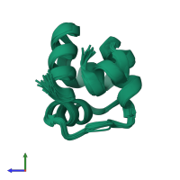 PDB entry 1sq8 coloured by chain, ensemble of 20 models, side view.