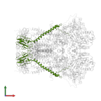 Cytochrome b-c1 complex subunit Rieske, mitochondrial in PDB entry 1sqb, assembly 1, front view.