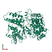 PDB entry 1sqc coloured by chain, front view.