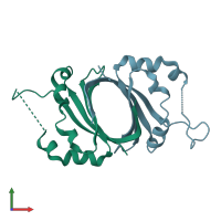 PDB entry 1sqe coloured by chain, front view.