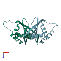 PDB entry 1sqe coloured by chain, top view.