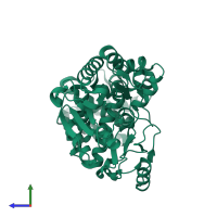 PDB entry 1sqg coloured by chain, side view.