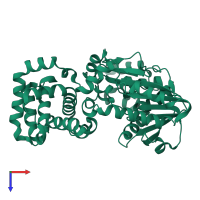 PDB entry 1sqg coloured by chain, top view.