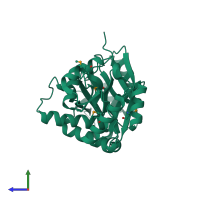 PDB entry 1sqh coloured by chain, side view.