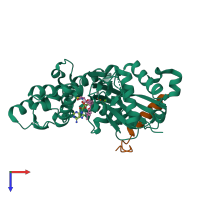 PDB entry 1sqk coloured by chain, top view.