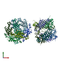 PDB entry 1sql coloured by chain, front view.