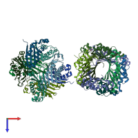 PDB entry 1sql coloured by chain, top view.