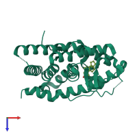 Monomeric assembly 1 of PDB entry 1sqn coloured by chemically distinct molecules, top view.