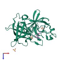 Monomeric assembly 1 of PDB entry 1sqo coloured by chemically distinct molecules, top view.