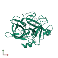 Urokinase-type plasminogen activator chain B in PDB entry 1sqo, assembly 1, front view.