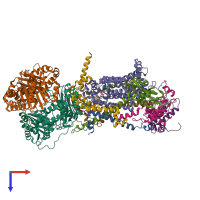 PDB entry 1sqq coloured by chain, top view.