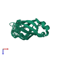 PDB entry 1sqr coloured by chain, ensemble of 10 models, top view.
