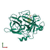 PDB entry 1sqt coloured by chain, front view.