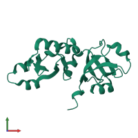 PDB entry 1sqw coloured by chain, front view.