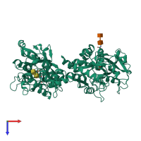 PDB entry 1sqy coloured by chain, top view.