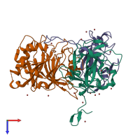 PDB entry 1sr4 coloured by chain, top view.