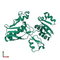 PDB entry 1sr8 coloured by chain, front view.
