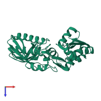 PDB entry 1sr8 coloured by chain, top view.