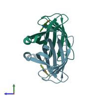 PDB entry 1srg coloured by chain, side view.