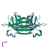 PDB entry 1srg coloured by chain, top view.