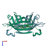 PDB entry 1sri coloured by chain, top view.