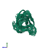 PDB entry 1sro coloured by chain, ensemble of 20 models, side view.