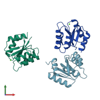 PDB entry 1srr coloured by chain, front view.