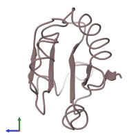 PDB entry 1srx coloured by chain, side view.