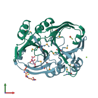PDB entry 1ss4 coloured by chain, front view.