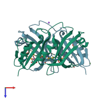 PDB entry 1ss4 coloured by chain, top view.