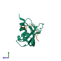 PDB entry 1ssa coloured by chain, side view.