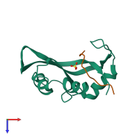 PDB entry 1ssa coloured by chain, top view.