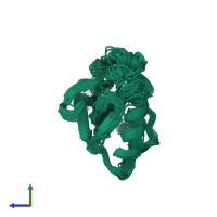 PDB entry 1ssn coloured by chain, ensemble of 20 models, side view.